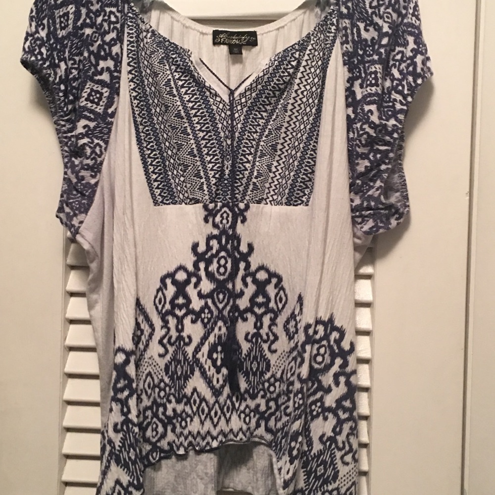 Navy Blue and White Top